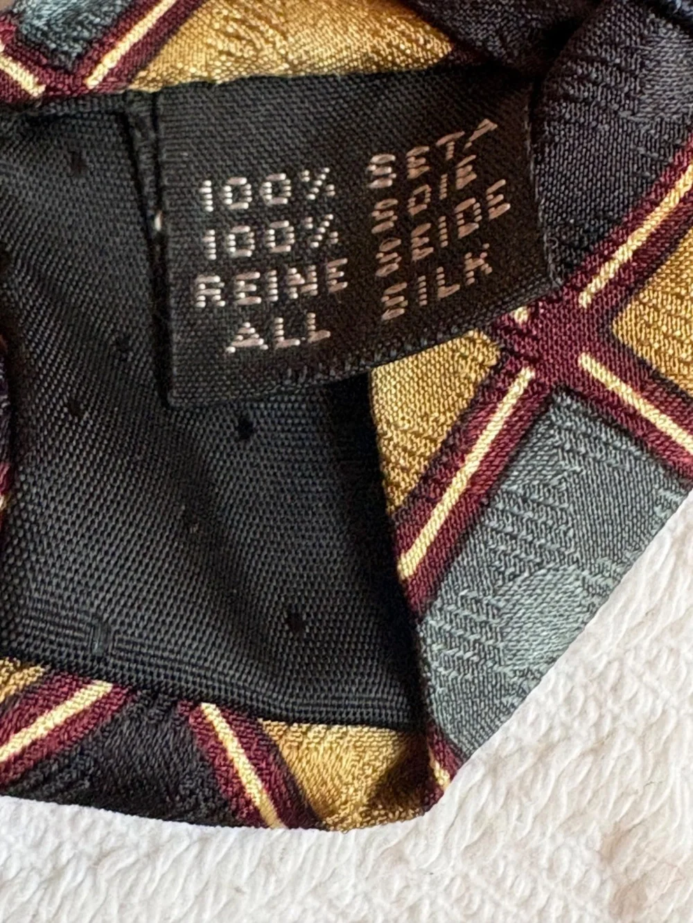 Vintage Z Inc Geometric Square Silk Blend Tie